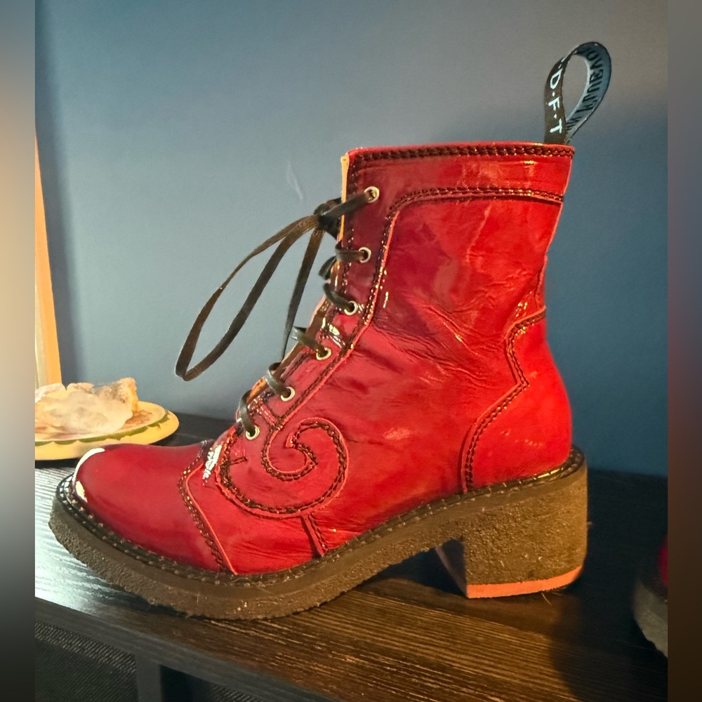 Fluevog Tardy Red Leather Women's Boots